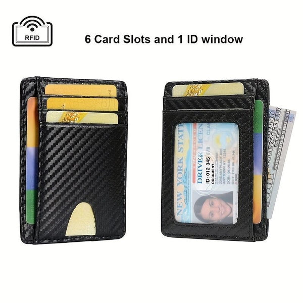 Portefeuille de blocage RFID pour hommes porte-carte de crédit d'identité mince portefeuille de poche avant étuis à cartes en fibre de carbone