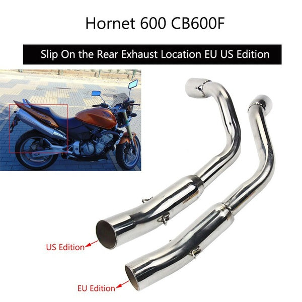 For Honda Hornet 600 Exhaust Mid Link Pipe Slip On 51 mm CB600F Hornet EU US Edition Stainless Steel Modified Rear Exhaust Pipe