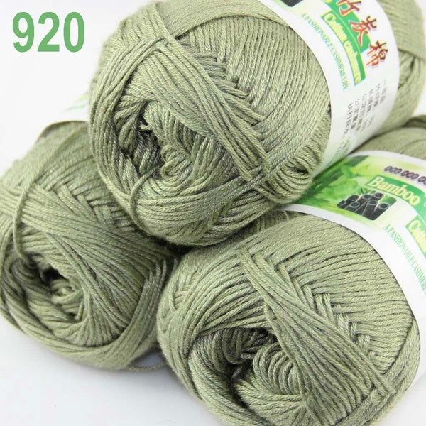 Sale 3SkeinsX50g Soft Bamboo Cotton Blankets Rugs Hand Knitting Crochet Yarn 20 Olive Drab