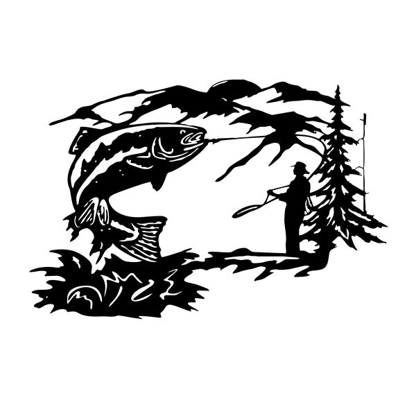 2PCS 18cm Trout Fishing Trout Gone Fish Hook Fish Fishing Decal Vinyl Car Stickers Decal Decor Laser Silver Colorful Home Decoration Car Sticker