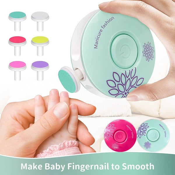 Nail Trimmer For Baby Infant Adult Manicure Nail Beauty Polisher Electric Nail Pedicure Grinding Infant Nail Smoothing Tools 6pcs Grinding Heads