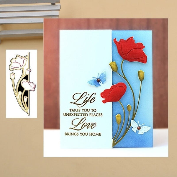Poppy Flower Metal Cutting Dies Plants Cut Die Mold Decoration Scrapbook Paper Craft Embossing Folder Photo Album Decorative Craft
