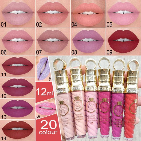 CmaaDU 20 Color Threaded Lip Gloss Lipstick Waterproof Moisturizing Moisturizing Long-lasting Fashion New Girl Must-have