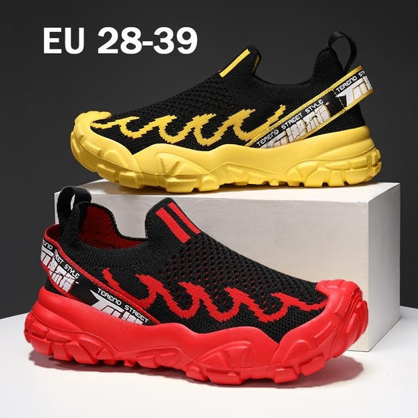 Fashion Summer Mesh Breathable Kids Shoes Slip-on Walking Shoes Anti-slip Tire Pattern Sole Sports Shoes for Kids Size EU 28-39
