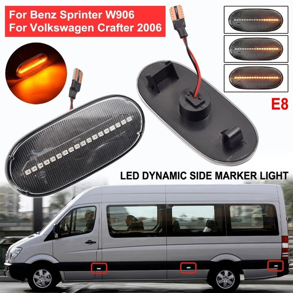 2pcs Side Marker LED Dynamic Turn Signal Light Car Shape Amber Indicator Lamps for Mercedes Benz Sprinter W906 2006 2007 2008-2018