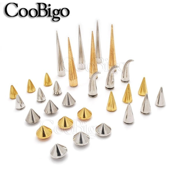 10sets Metal Cone Studs And Spikes DIY Craft Cool Punk Garment Rivets For Clothes Bag Shoes Leather DIY Handcraft Parts