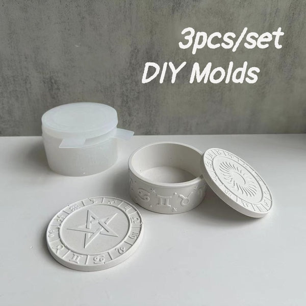 3pcs-set DIY Crystal Epoxy Resin Plaster Molds 12 Constellations Star Storage Box Casting Silicone Moulds Handmade Home Decorations Craft Making Tool