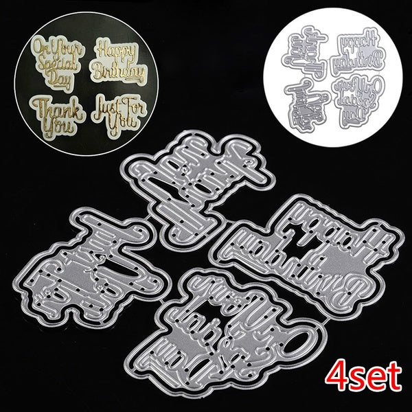 4set Words Cutting Die Combination Cutting Stencil for DIY Embossing Scrapbooking Card Making Crafts 4 Words
