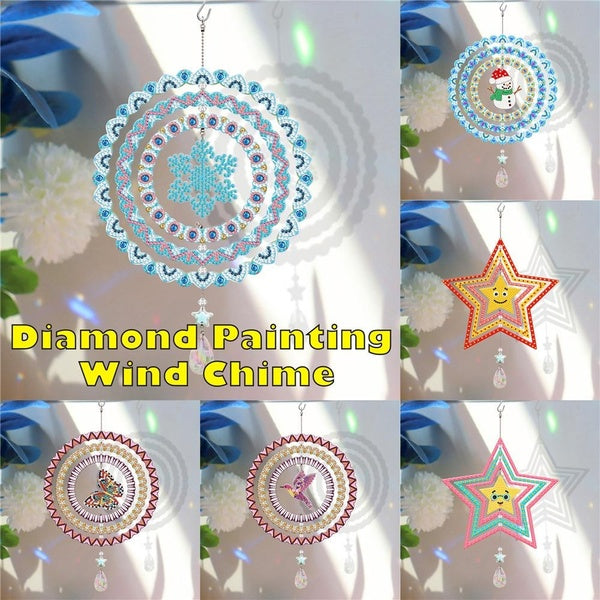 DIY Diamond Painting Heart Shaped Wind Chime 5D Cross Stitch Hanging Home Decoration #A02