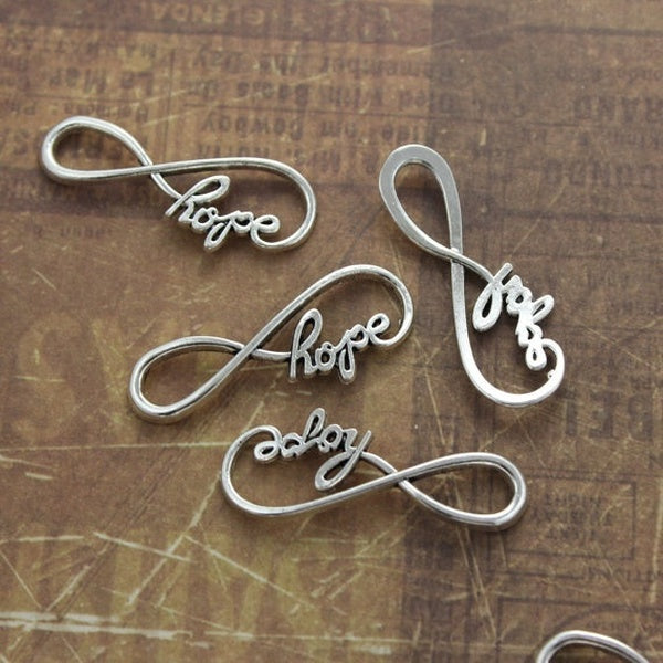 High quality Bulk 12 Infinity Hope Charms Infinity Hope Connector Antiqued Silver Tone 13 x 39 mm, Making DIY Handmade Accessories Craft Making Or Je