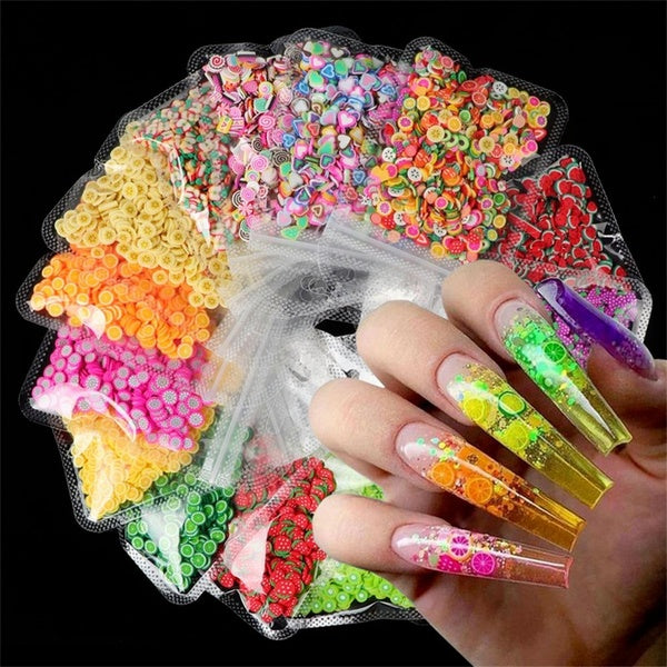 1 Bag 3D Colorful Fruit Mixed Tiny Slices Sticker Polymer Clay DIY Nail Design Acrylic Beauty Polymer Clay Nail Art Accessories