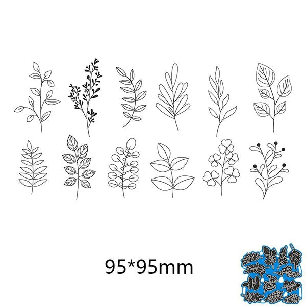 95 * 95mm 12 pcs Feuilles Dies Set Metal Cutting Dies pour Scrapbooking - Album Photo Décoratif Gaufrage Artisanat Die Cutting Template