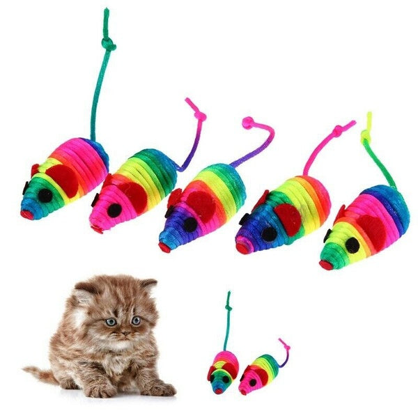 5Pcs Colorful Plush False Mouse Cat Toy Squeaker Sound Cat Kitten Bite Funny Playing Pet Supplies