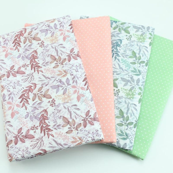 50cm*160cm Small Flower and Leaf Dots Printed Cloth Twill Cotton Fabric Tissue Sewing DIY Handmade Tecidos Baby Bedding Tessuto Kids Bedding Curtain