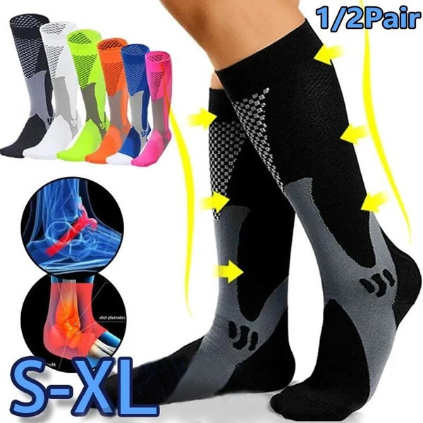 Compression Socks for Men and Women 20-30 mmHg Running Support Socks with Foot Massage Pad and Arch Support