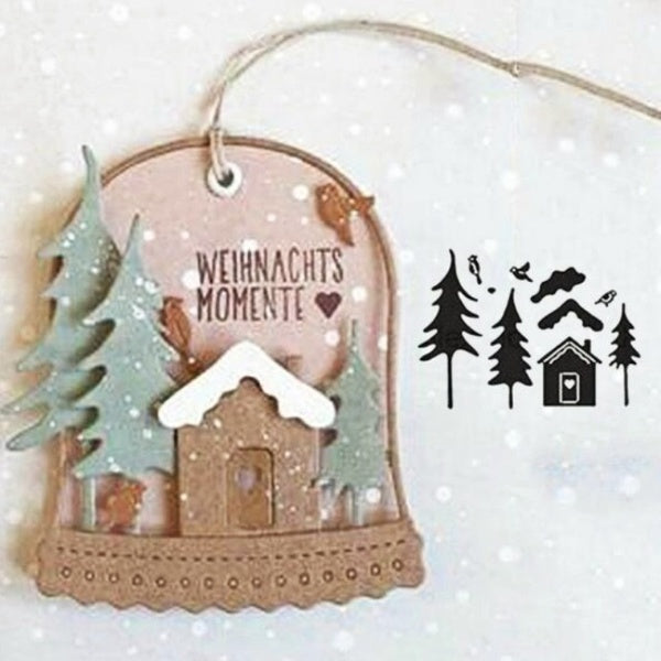Christmas Tree and House Metal Cutting Dies for DIY Scrapbooking Album Paper Cards Decorative Crafts Embossing Die Cuts