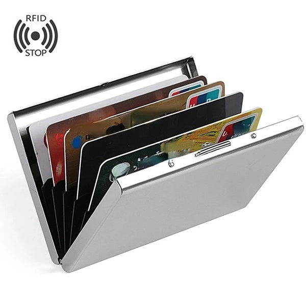 Fashion stainless steel Antimagnetic Card Holder Women Men Metal Credit Card Business Card Holders Organizer Purse Wallet