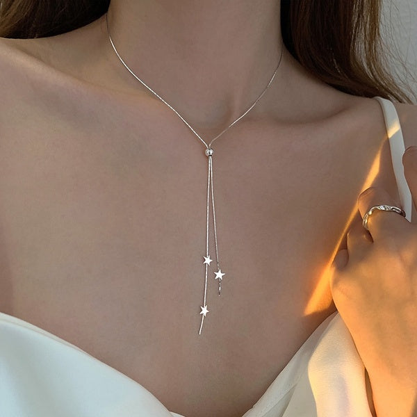 Colliers étoiles pour femmes Long gland Pull Design Clavicule Chaînes Choker 925 Sterling Silver Fashion Jewelry Collares