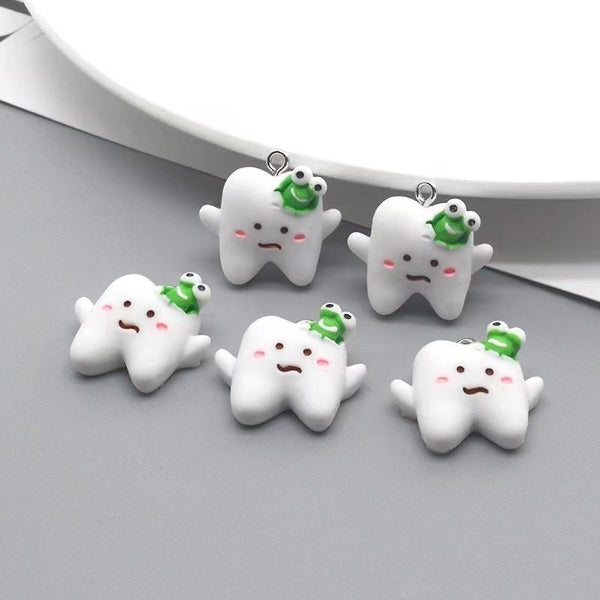 20pcs-pack Cute Flatback Tooth Decay Resin Earring Charms Funny Cartoon Pendants For Keychain Necklace DIY Dentist Jewelry Make