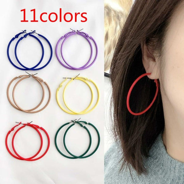 2020 Trendy Rubber-feeling Paint Color Large Circle Earrings Temperament Candy Contrast Color Simple Earring