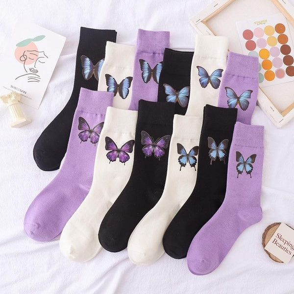 New Butterfly Socks Women Streetwear Harajuku Crew Kawaii Fashion Ankle Funny Cotton Socks