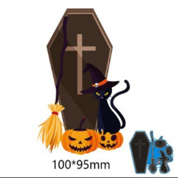 Halloween croix cercueil motif métal matrices de découpe artisanat gaufrage Scrapbooking timbres pour carte faisant décor joyeux Halloween