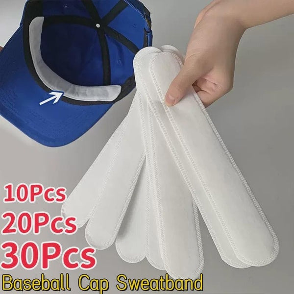 10-20-30Pcs Hat Invisible Sweat Absorber Liner Pads Summer Baseball Cap Anti-dirty Absorbing Sweat Sweatband Hat Size Reducer Strip Stickers