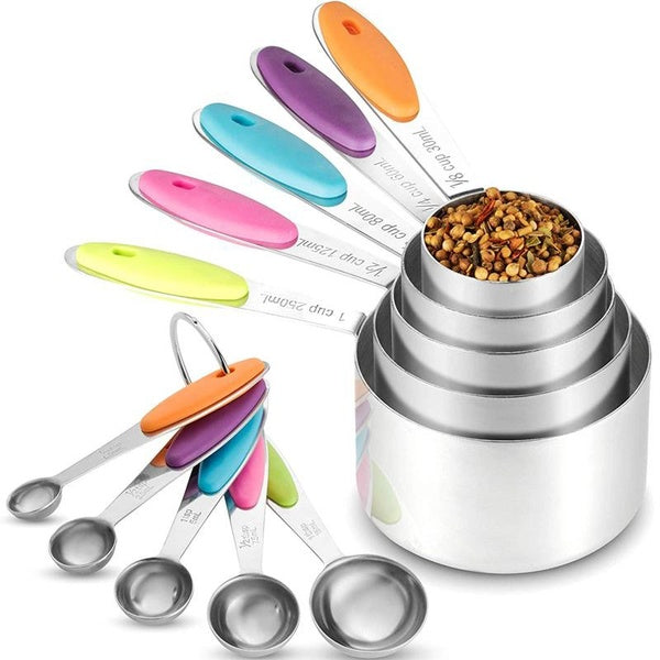 5pcs-pack Stainless Steel Kitchen Colourworks Measuring Spoons Cup Set Candy Color Cuchara Kitchen Tools for Baking NR 001