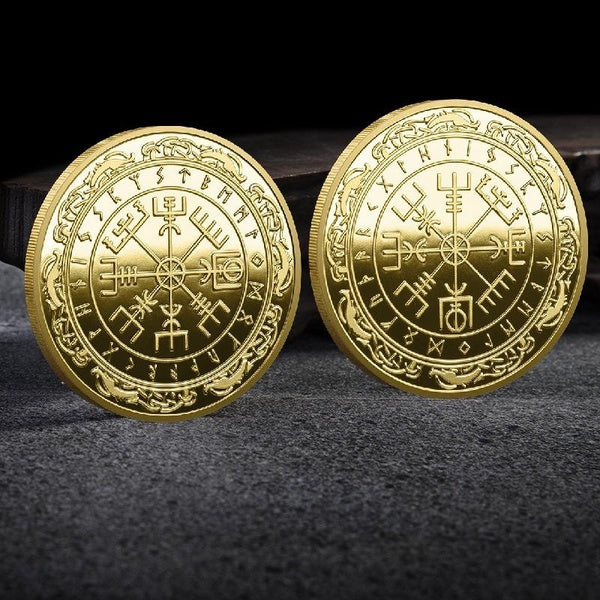 Viking Odin RuneCommemorative Coin Metal Antique Bronze Badge Coin Gift Souvenir