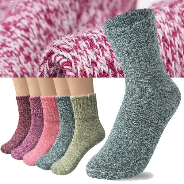 1-5 Pairs Womens Wool Socks Thick Knit Vintage Winter Warm Cozy Crew Socks Gifts