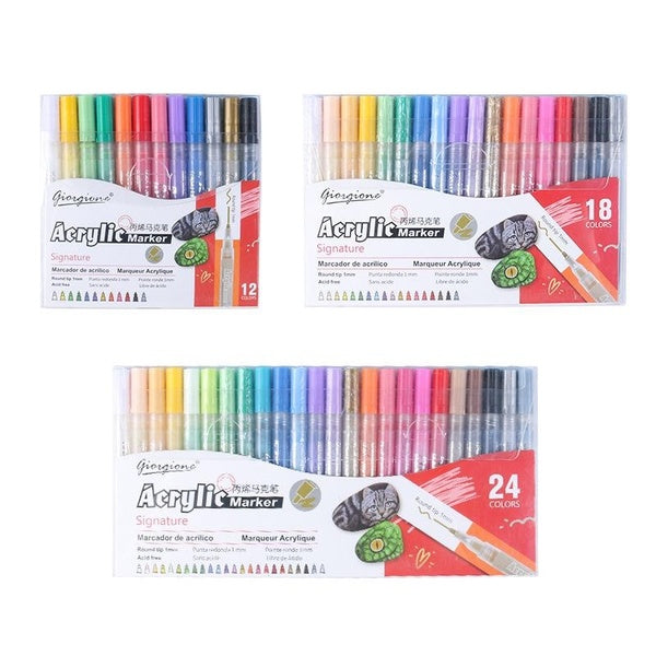 Acrylic Paint Pens for Rock Painting, 12-18-24 Colors Paint Markers for Stone, Rock, Craft DIY, Ceramic, Easter Basket Stuffers Pumpkin Decorating Ki