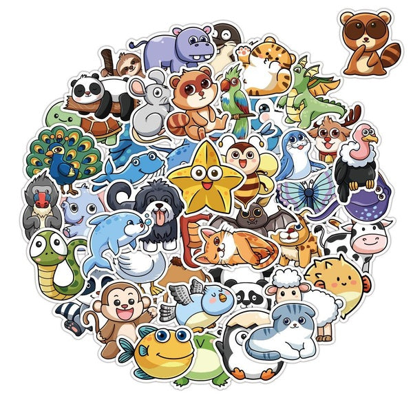 10-50-100pcs Mix Cute Animal Stickers Kawaii The Zoo graffiti Stickers for DIY Luggage Laptop Skateboard Motorcycle Bicycle Sticker