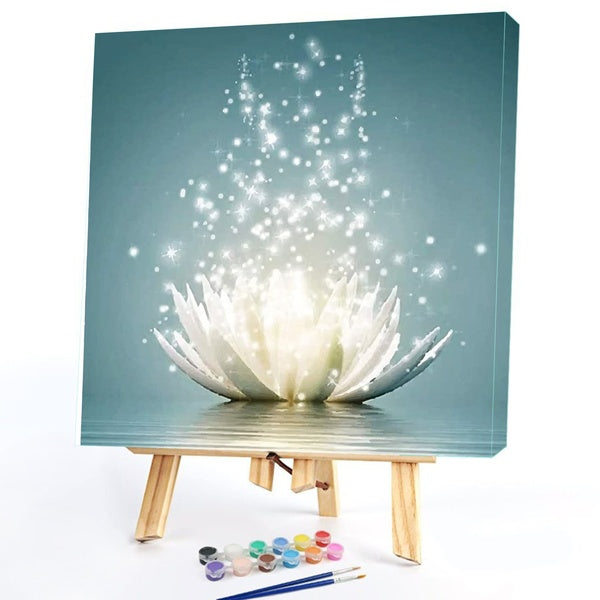 Lotus Flower FIYO Diy Oil Paint by Numbers Kits for Adults and Kids Beginner on Canvas Fashion Oil Painting Wall Art for Gift( No Frame )