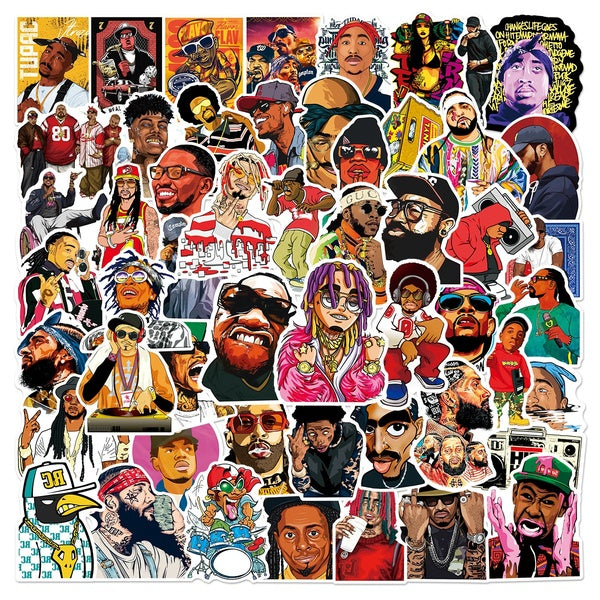 10-50Pcs Classic Rap Singer Stickers Hip Hop Rapper Graffiti Stickers for DIY Luggage Laptop Skateboard Motorcycle Bicycle Stickers