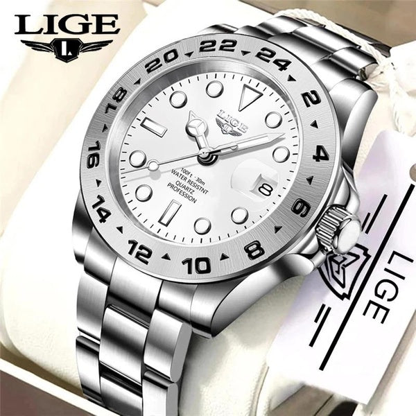 2023 nouveau LIGE Design Top marque hommes sport montres à Quartz en acier inoxydable poignet 30M étanche chronographe luxe Reloj Hombre