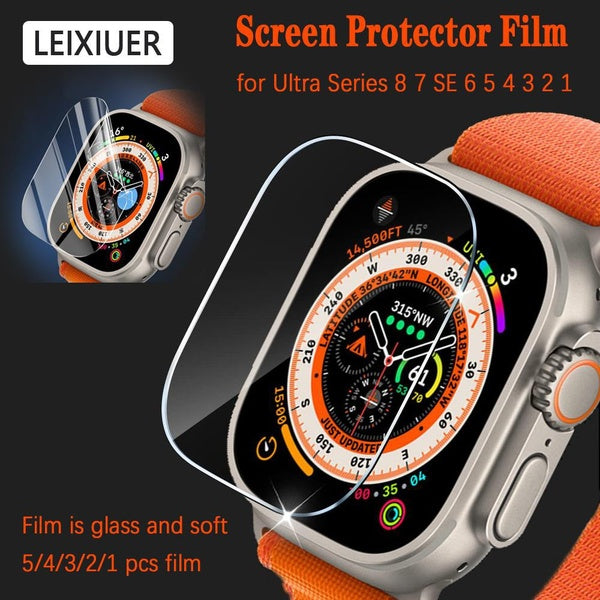 LEIXIUER Screen Protector Film for Apple Watch Ultra 49mm 41mm 45mm 44mm 40mm 42mm 38m Tempered glass composite hard film-soft hydrogel film for iWat