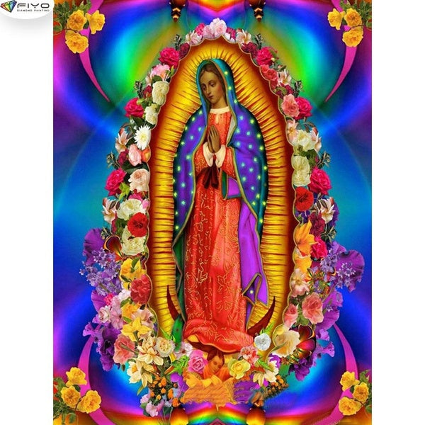 5D Diamond Painting Virgin Mary Diamond Embroidery Full Rhinestone Diy Mosaic Cross Stitch Kit Home DecorGift(FullRound15x25-20x30-30x40-40x50-50x70c