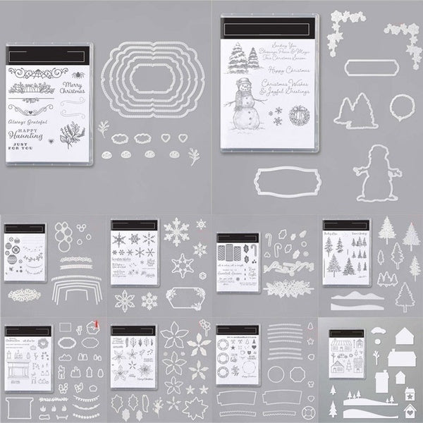 16 Styles ensemble de tampons tampon transparent transparent ou matrices de découpe pour bricolage Album Photo pochoir décoratif Scrapbooking artisan