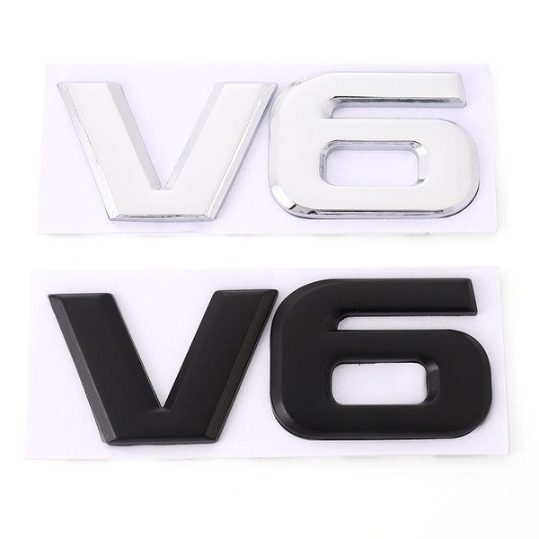 3D Metal V6 Car Stickers Emblem Badge Decal