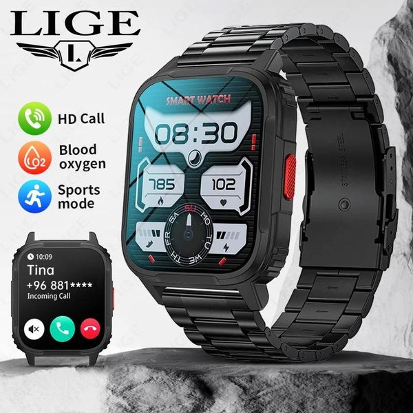 LIGE 1.95 pouces écran HD mode hommes montre intelligente Bluetooth appel IP68 étanche 120 + mode sport hommes Smartwatch pour Android ios