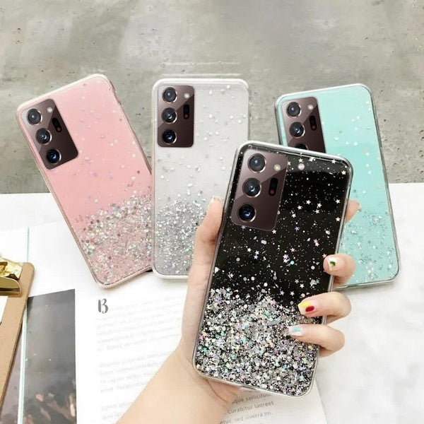 Étui Bling Glitter Funda Capa pour Samsung S21 Ultra S21 Plus S21 S20 FE A02 A71 A51 A70 A50 A21S A12 A21 A42 A52 S8 S9 S10 Note 8 9 10 20 Ultra