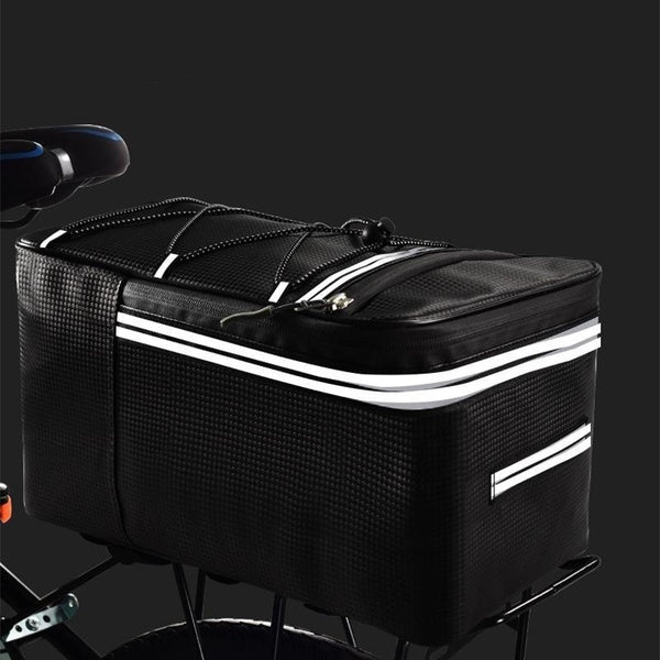 1PC Bike Rear Rack Pack With Rain Cover, 12L-15L Waterproof Bicycle Saddle Bag Cycling Pannier Trunk Carrier With Reflector & Adjustable Cord Bicycle