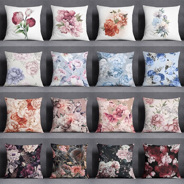Bouquet of Flowers Holiday and Summer Pattern Series Pillow Gift Home Office Decoration Pillow Bedroom Sofa Car Cushion Cover Pillowcase (45 cm * 45