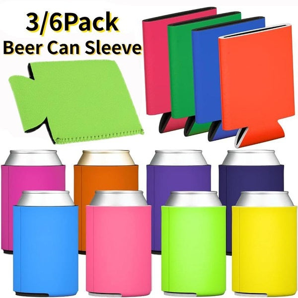 Lot de 6-3 refroidisseurs de canettes de bière vierges, couvertures de soda pliables en mousse, manchons de sublimation personnalisés pour mariages,
