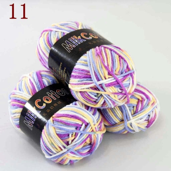 Sale New Lot of 3x50gr Balls Soft Cotton Baby Yarn New Hand dyed Wool Socks Scarf Knitting #11 Purple Yellow White Blue # Professional sales of yarn,