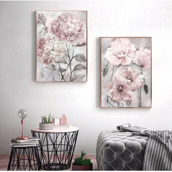 Abstract Pink Watercolor Flower Canvas Painting Wall Art for Living Room Home Decor Posters and Prints Wall Decoration