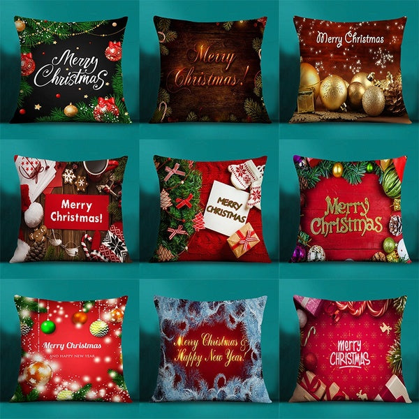 Merry Christmas Christmas gift super soft pillowcase square pillowcase Christmas pillowcase sofa cushion cushion decorative pillowcase (45cm*45cm)