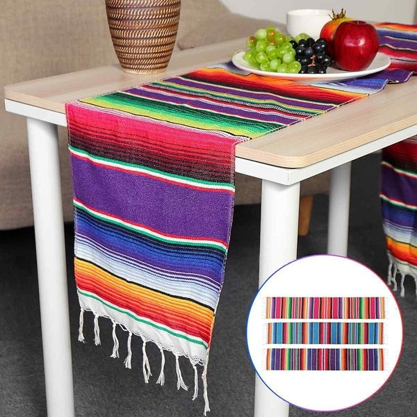 Mexican Style Table Cover Fringe Cotton Table Runner for Home Tablecloth Party Wedding Decoration