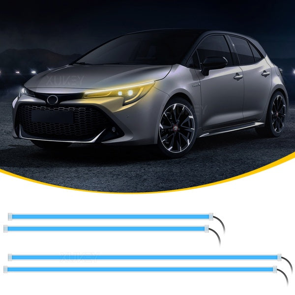 2X bande de lumière LED de voiture Flexible double couleur 23.6 "17.7" DRL bande de Surface de phare LED Tube mince adhésif feux de jour