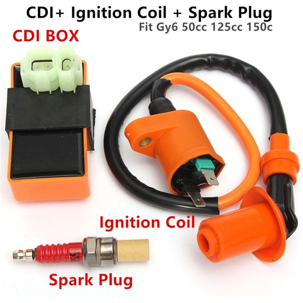 Jeu de bougies d'allumage de bobine d'allumage CDI de course de moto de haute Performance 6Pin adapté pour les pièces de moto de Scooter de Gy6 150cc